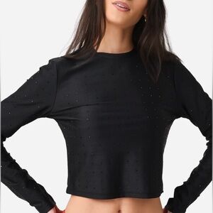 Frame Denim Black Studded Crop Top